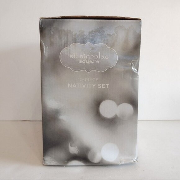 NIB St Nicholas Square 10 Piece Nativity Set Peace & Love Decor Kohls - Picture 2 of 7